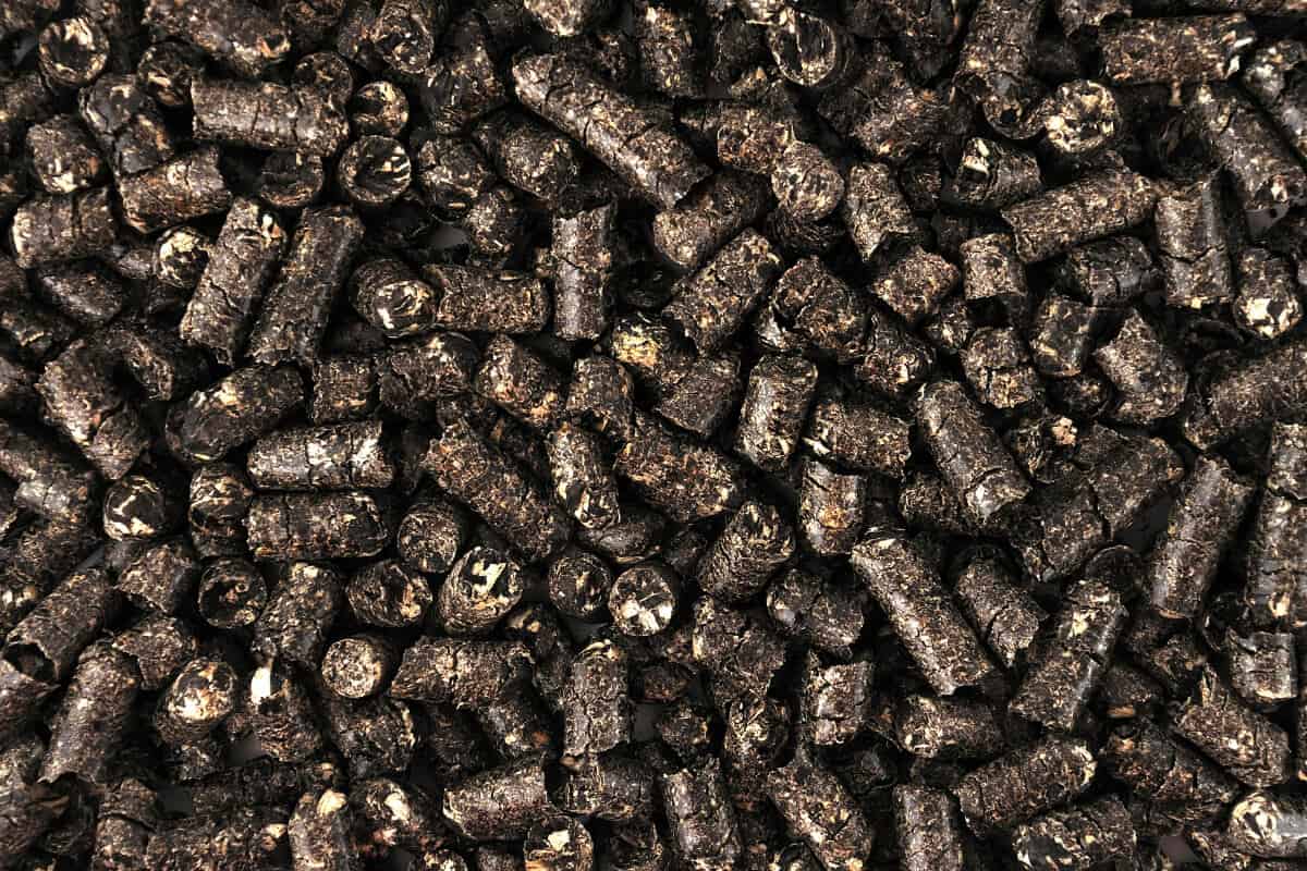 Close-up of sunflower husk pellets